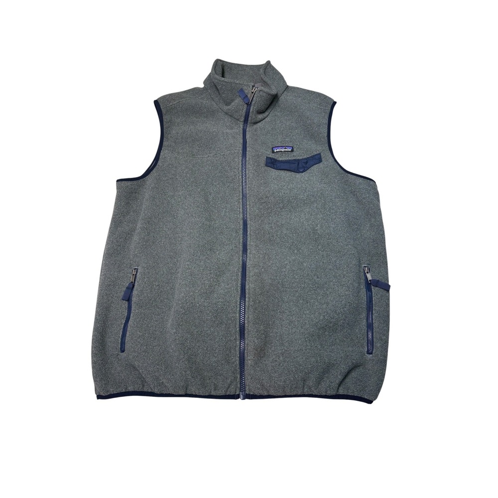 Patagonia Synchilla Fleece Vest Mens XL Gray Navy Blue Full Zip STY25500 FA16